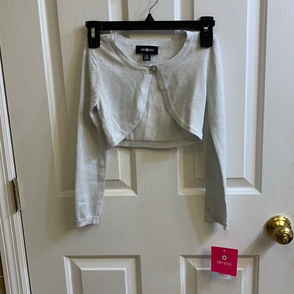 Girls Amy Byer Silver Shrug Size 7/8